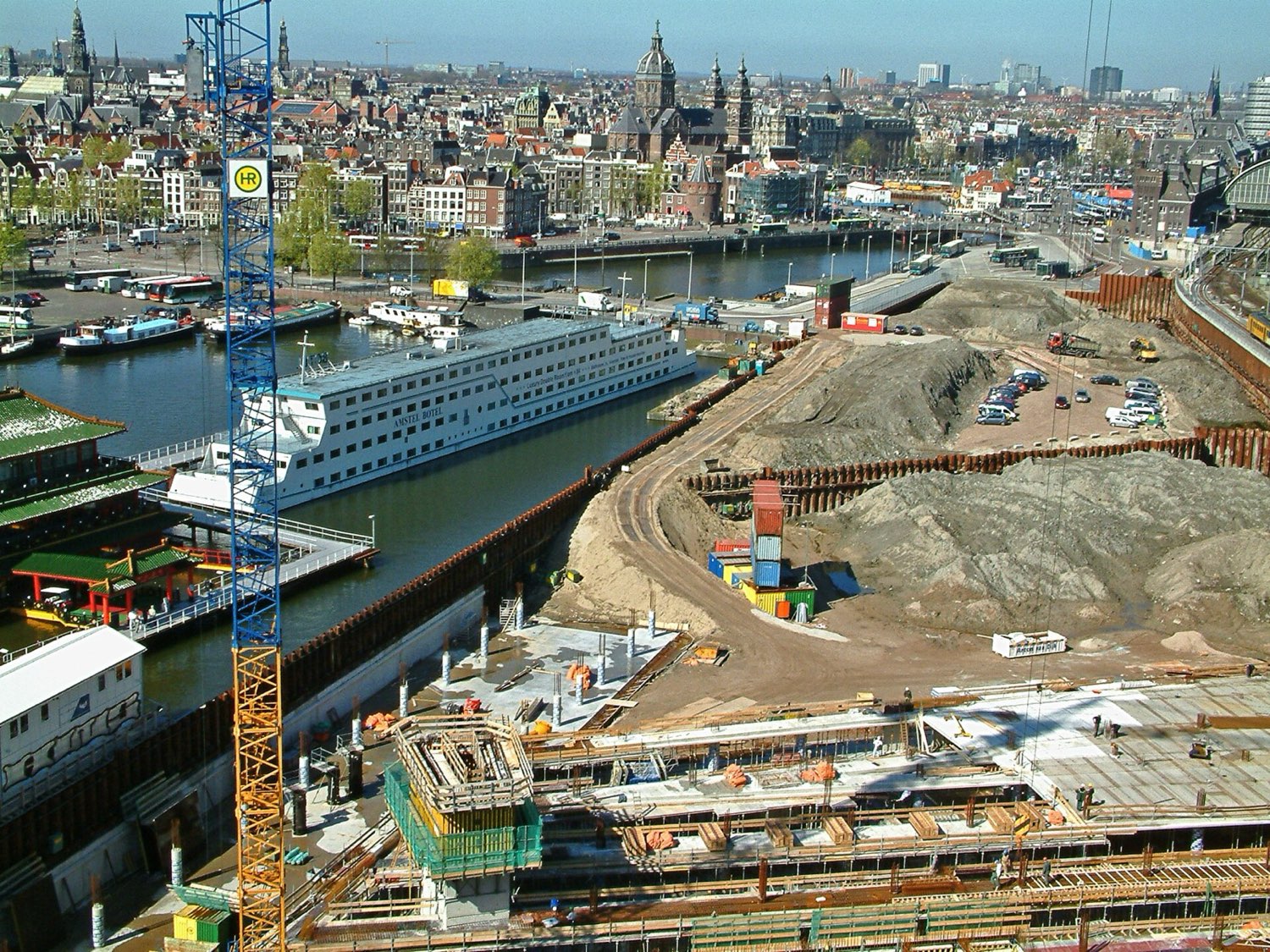 Tower cranes over a high-rise construction site